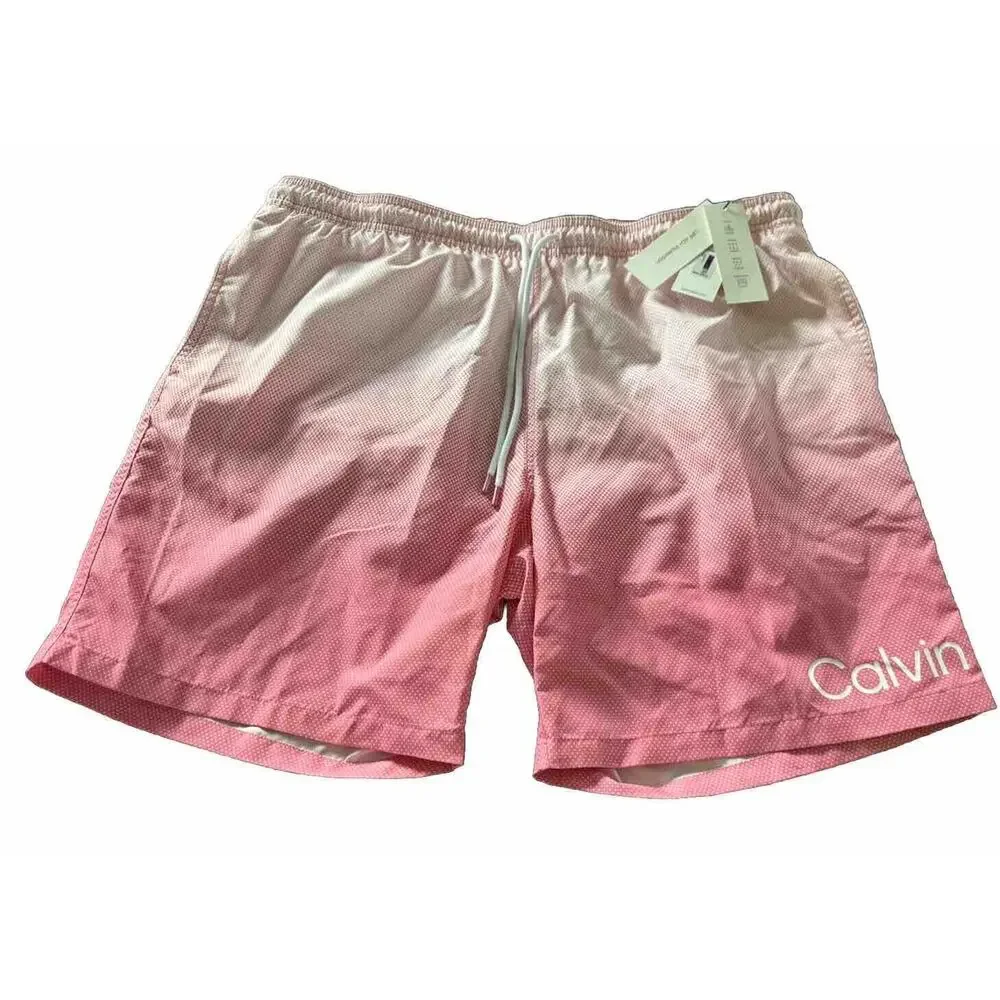 Calvin Klein Men's UPF 40+ Gradient Volley Swim Trunks, Pink XXL NEW with tags